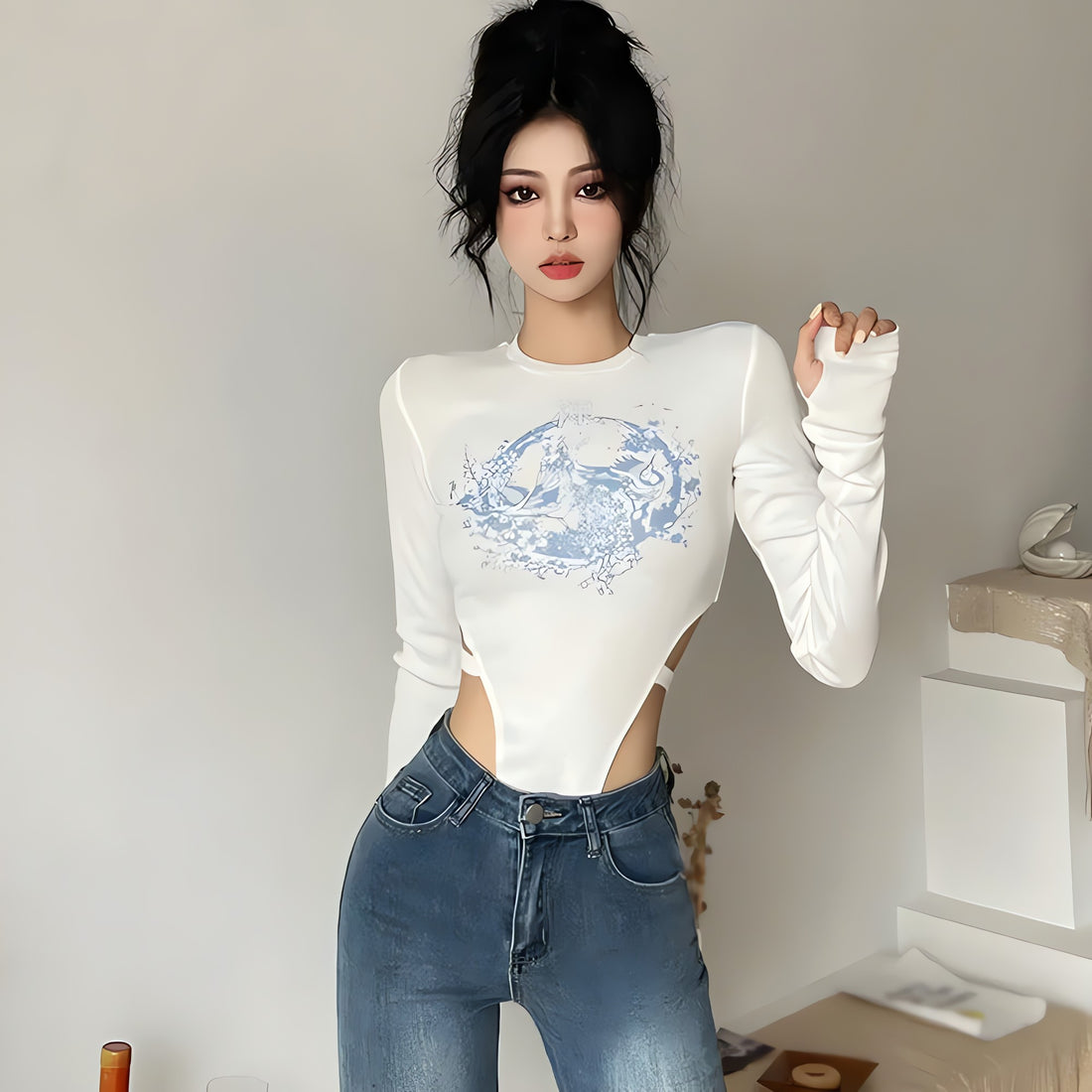 Mythology Figure Printed Bodysuit - KAYSMAR