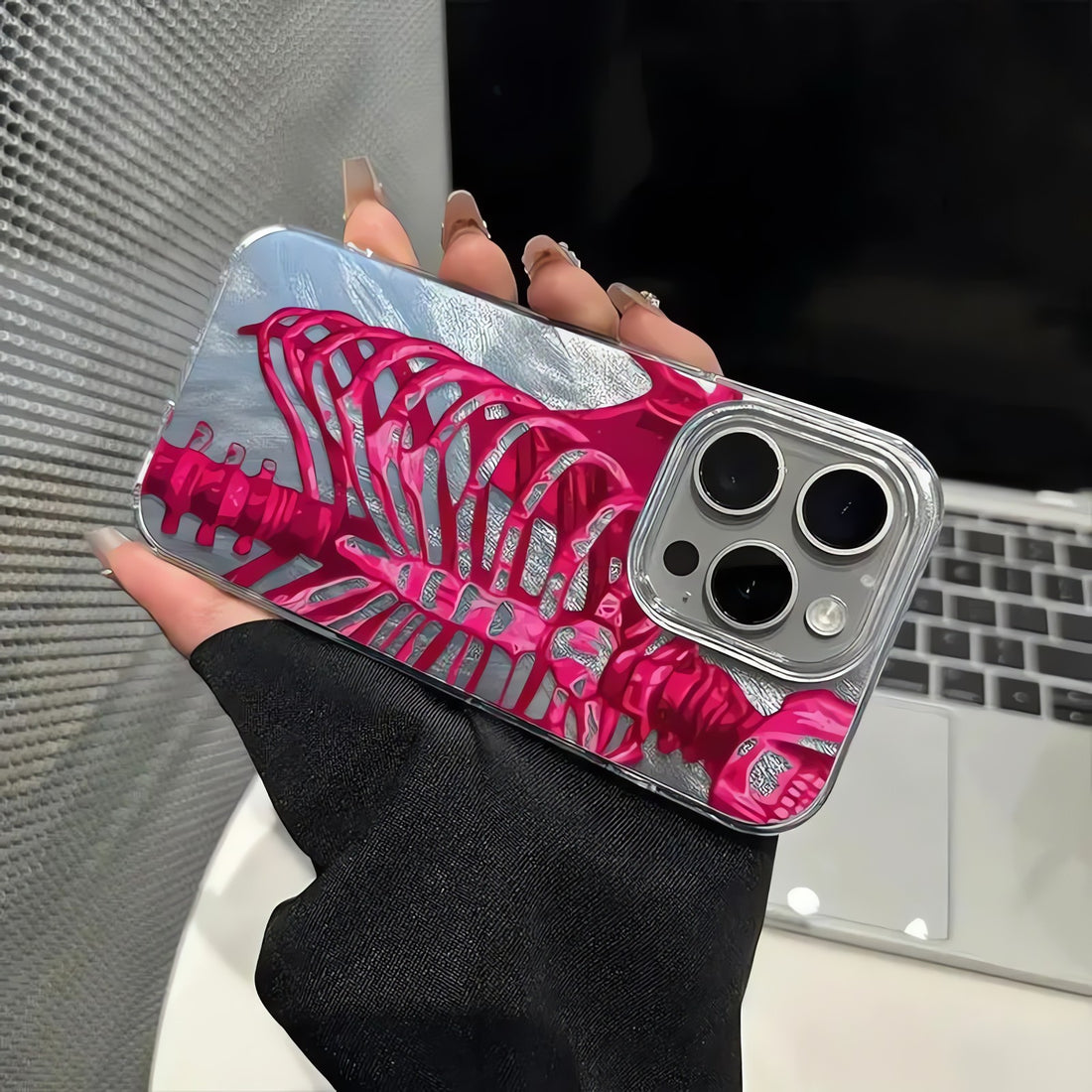 Neon Skeleton Silver Phone Case