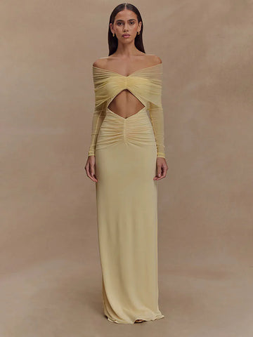 Off Shoulder Cut Out Maxi Dress - KAYSMAR