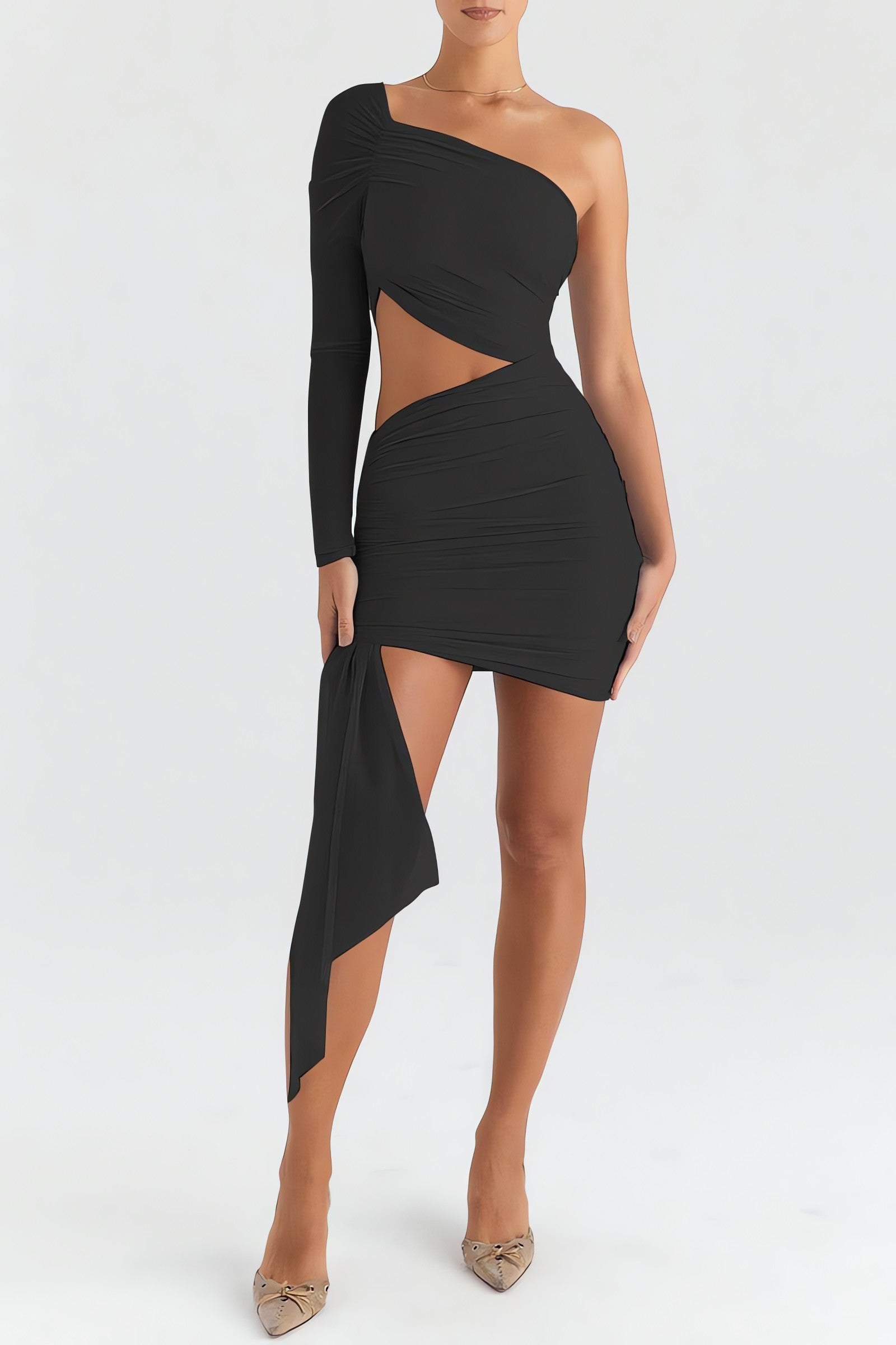 One Shoulder Cut Out Mini Dress - KAYSMAR