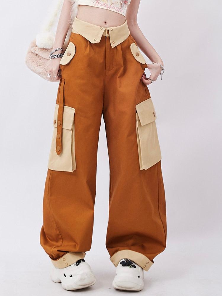 Orange Wide Leg Cargo Pants - KAYSMAR