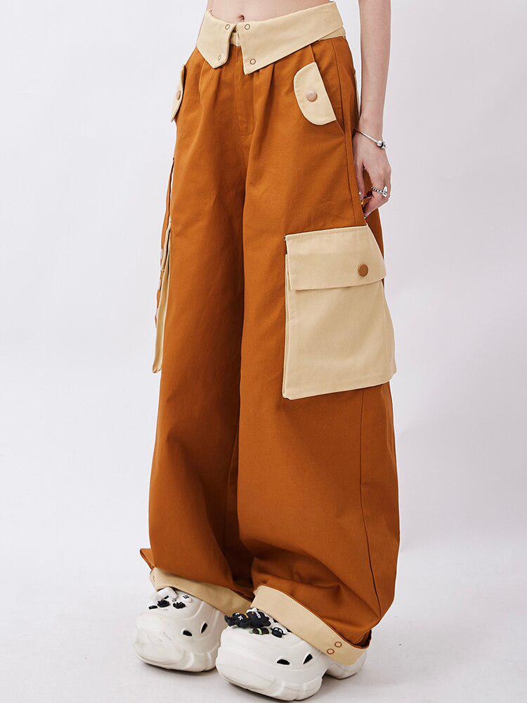 Orange Wide Leg Cargo Pants - KAYSMAR