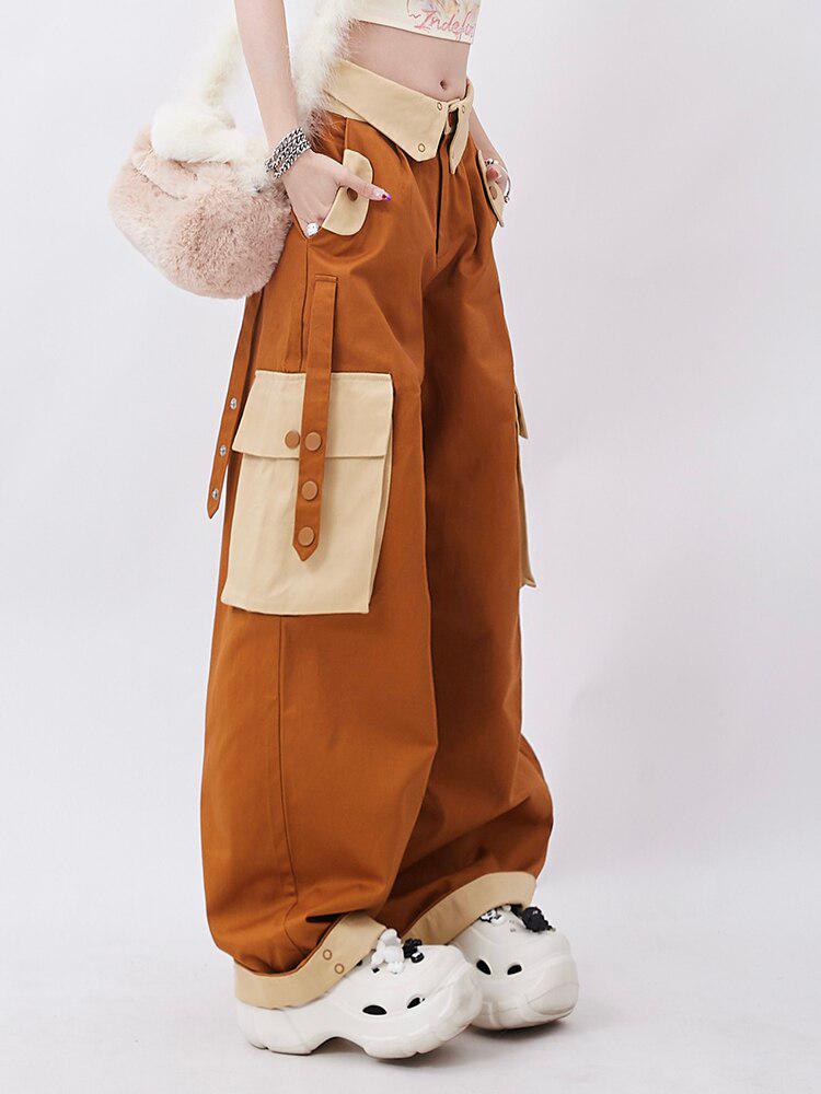 Orange Wide Leg Cargo Pants - KAYSMAR