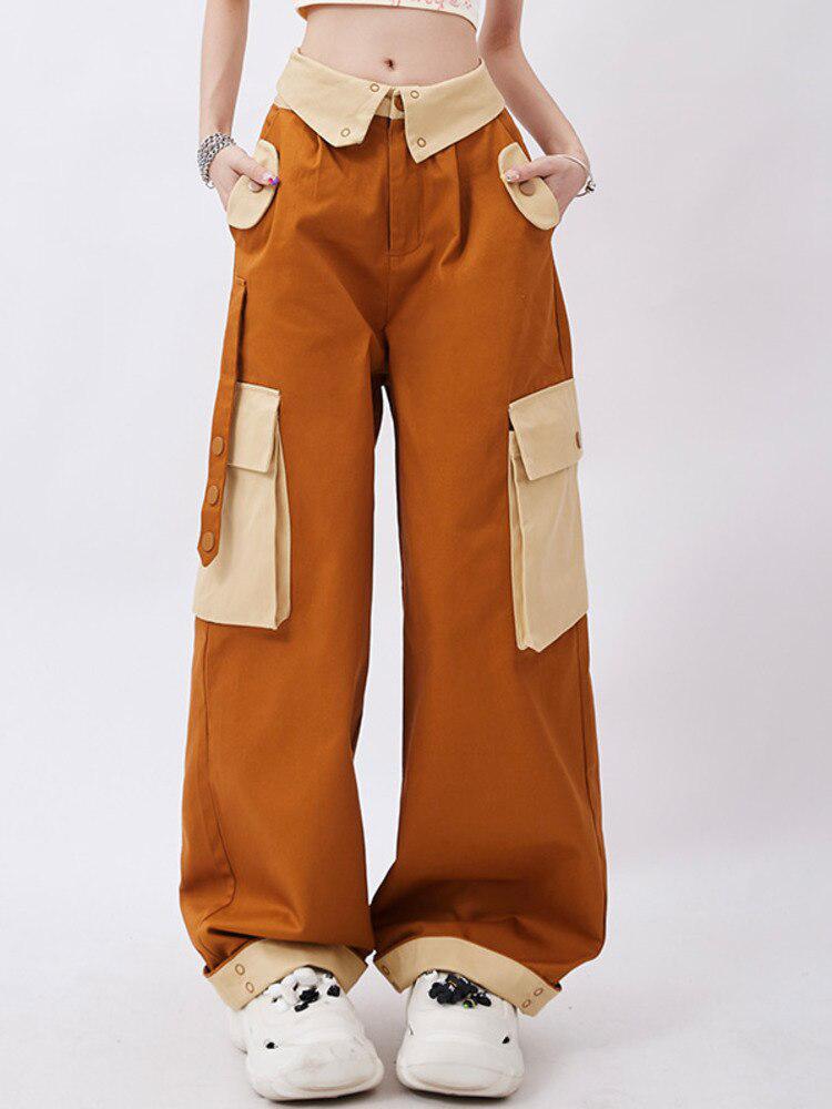 Orange Wide Leg Cargo Pants - KAYSMAR