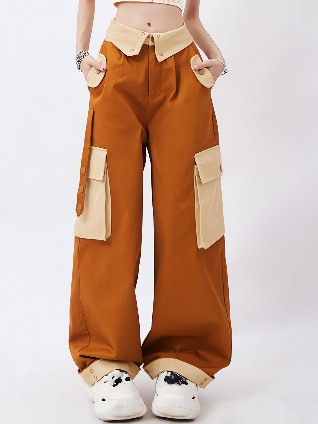 Orange Wide Leg Cargo Pants - KAYSMAR