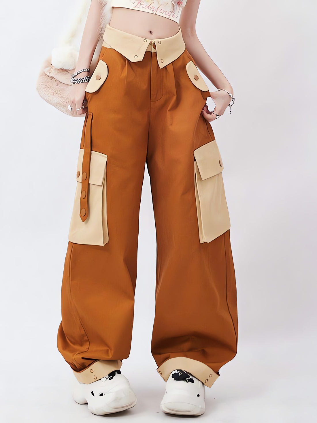 Orange Wide Leg Cargo Pants - KAYSMAR