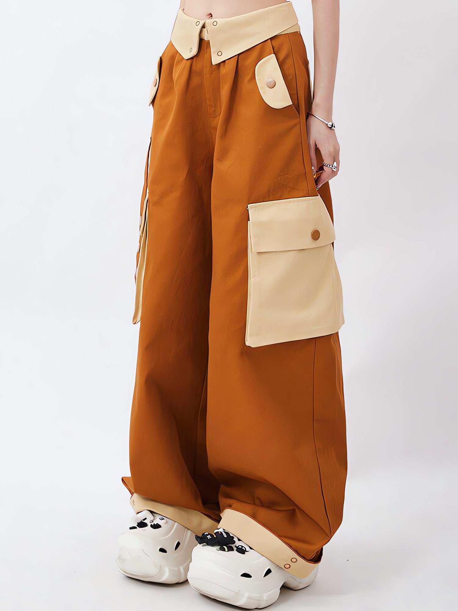 Orange Wide Leg Cargo Pants - KAYSMAR