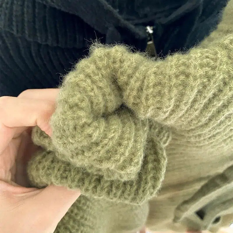 Oversized Knitted Hooded Cardigan - KAYSMAR