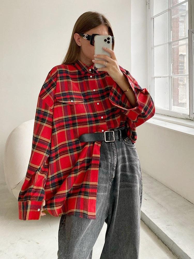 Oversized Plaid Shirt - KAYSMAR
