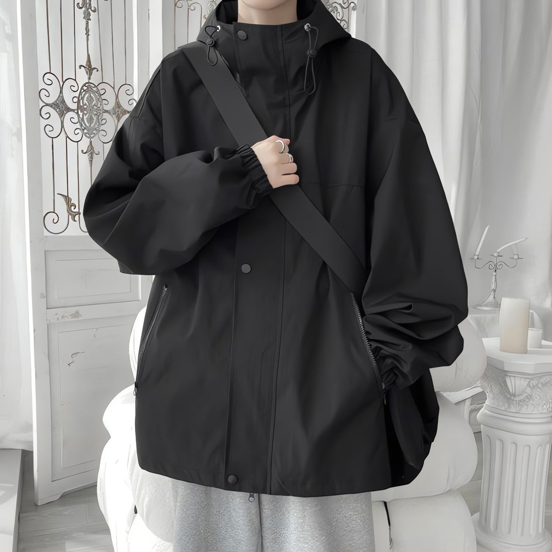 Oversized Windbreaker Hooded Jacket - KAYSMAR