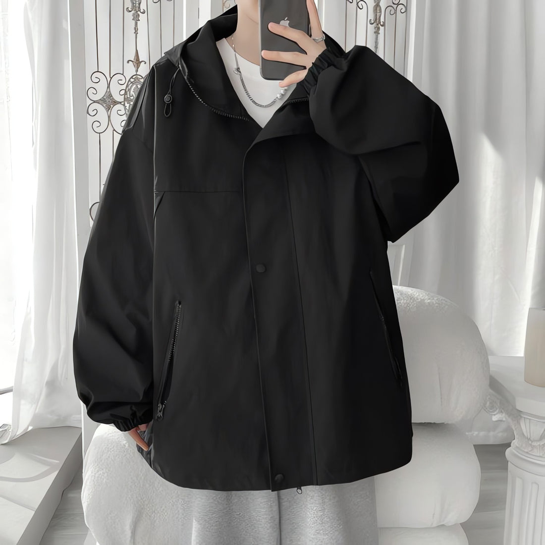 Oversized Windbreaker Hooded Jacket - KAYSMAR