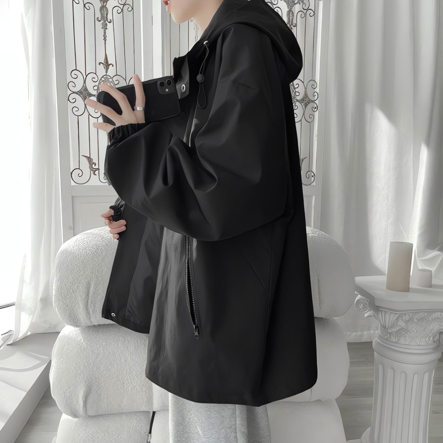 Oversized Windbreaker Hooded Jacket - KAYSMAR