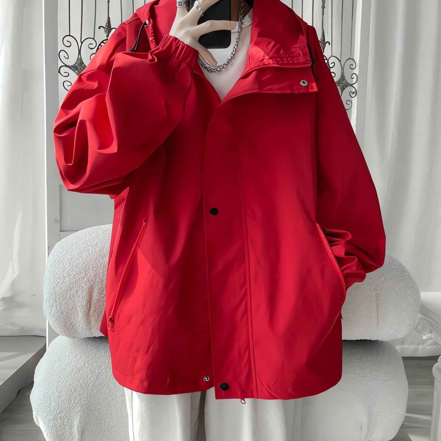 Oversized Windbreaker Hooded Jacket - KAYSMAR