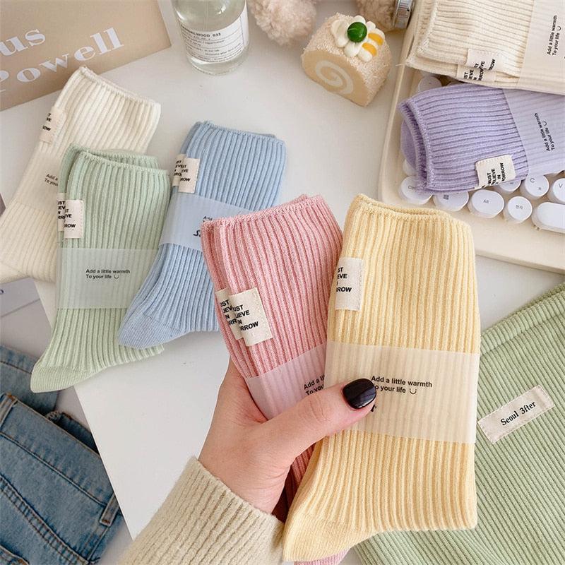Pastel Colors Mid Cut Socks - KAYSMAR