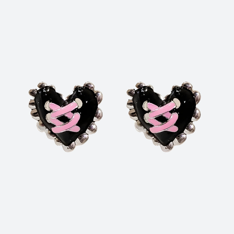 Pastel Goth Corset Heart Earrings - KAYSMAR