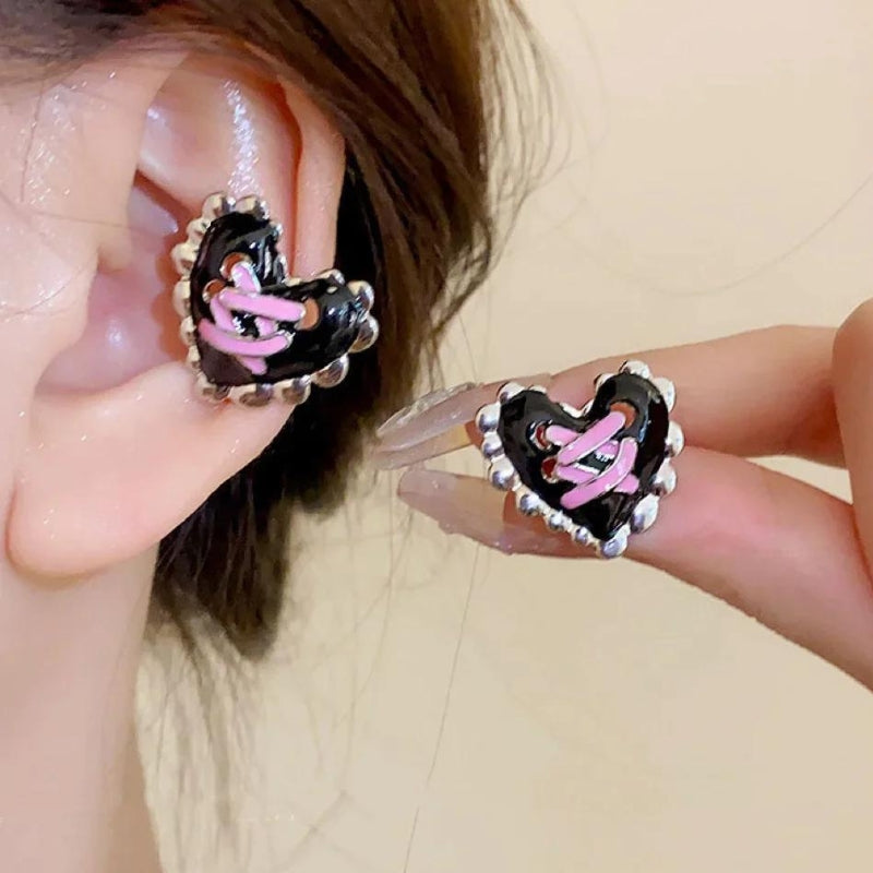 Pastel Goth Corset Heart Earrings - KAYSMAR