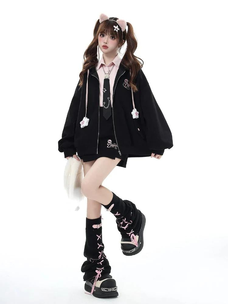 Pastel Goth Lace Up Belted Leg Warmers - KAYSMAR