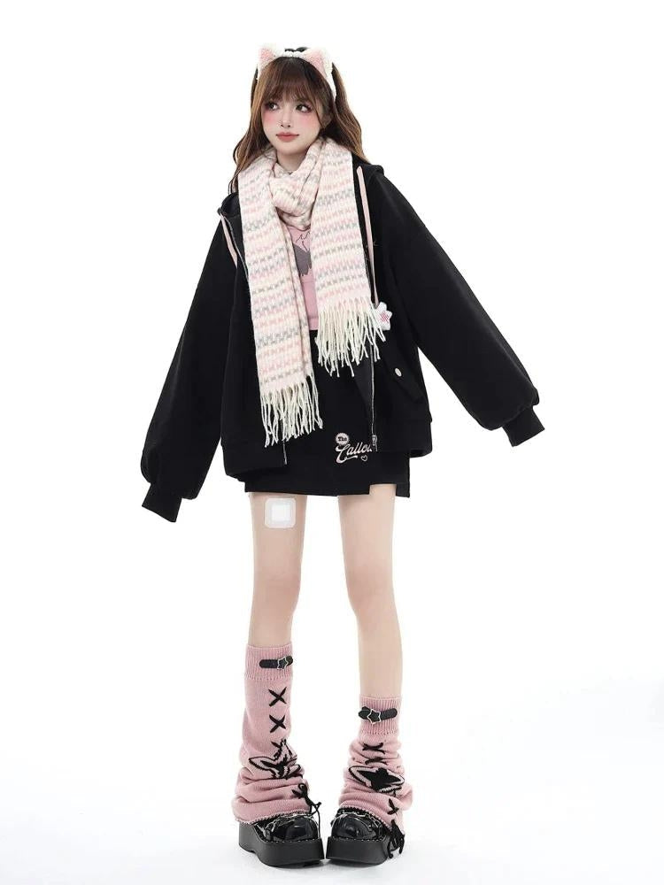 Pastel Goth Lace Up Belted Leg Warmers - KAYSMAR