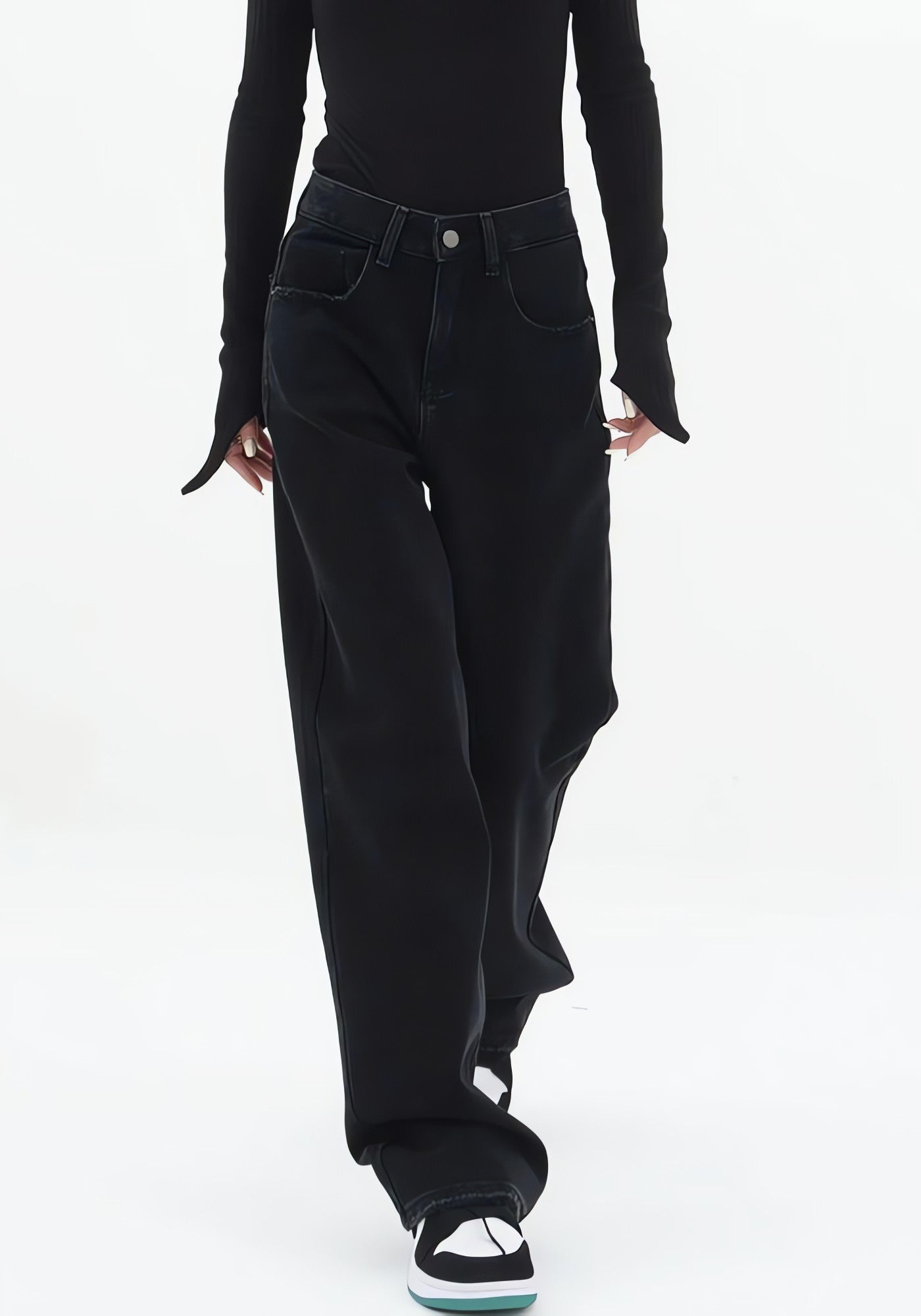 Patch Pocket Straight Leg Denim Jeans - KAYSMAR