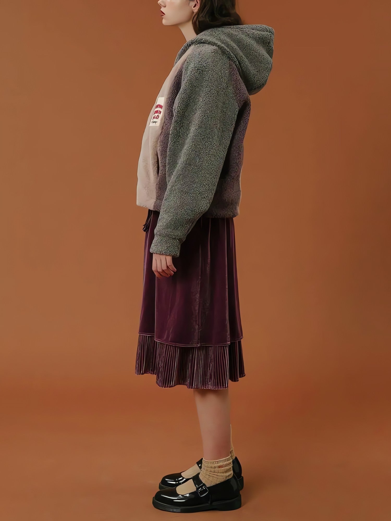 Patchwork Fluffy Hoodie Jacket - KAYSMAR