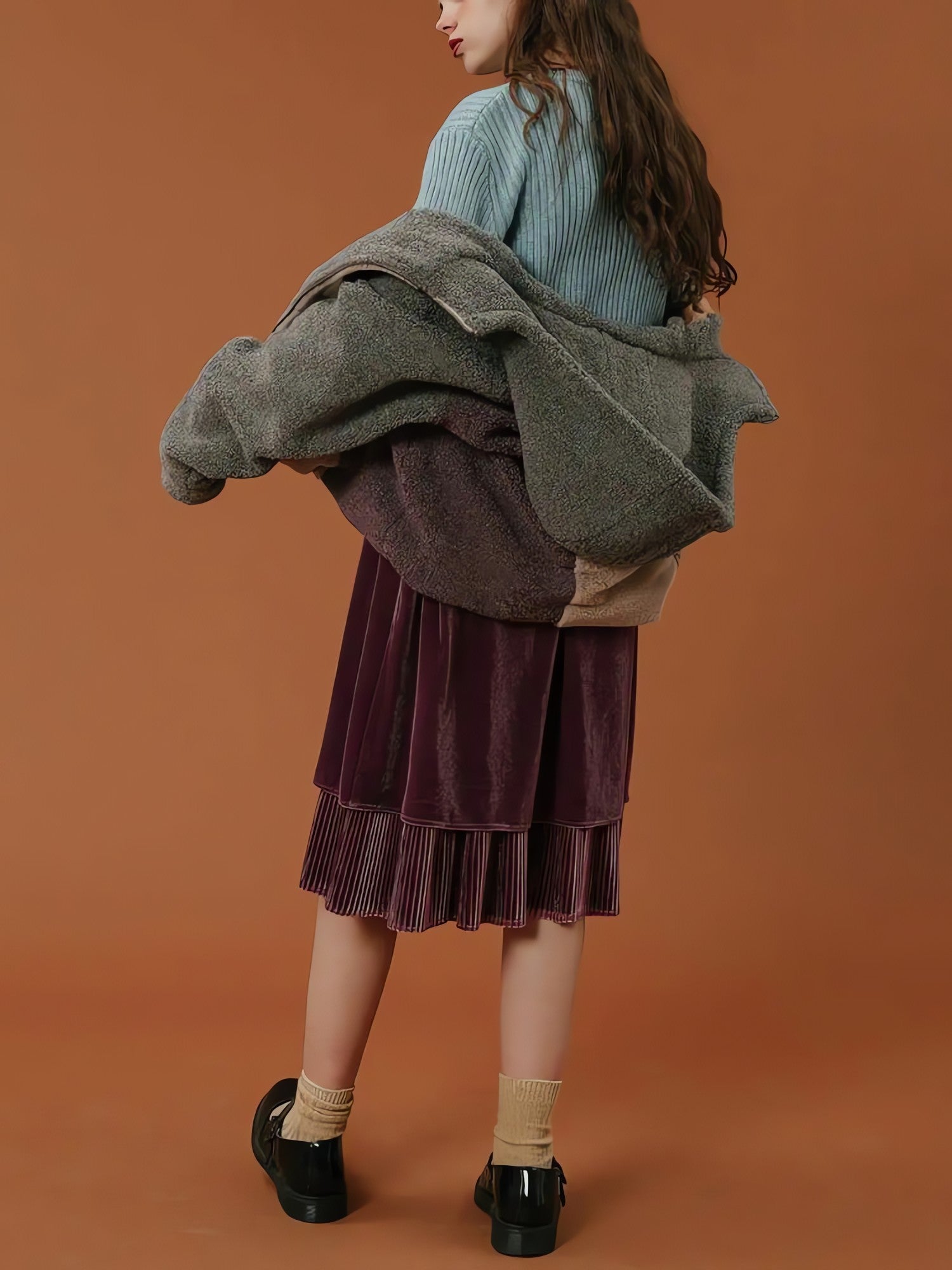Patchwork Fluffy Hoodie Jacket - KAYSMAR