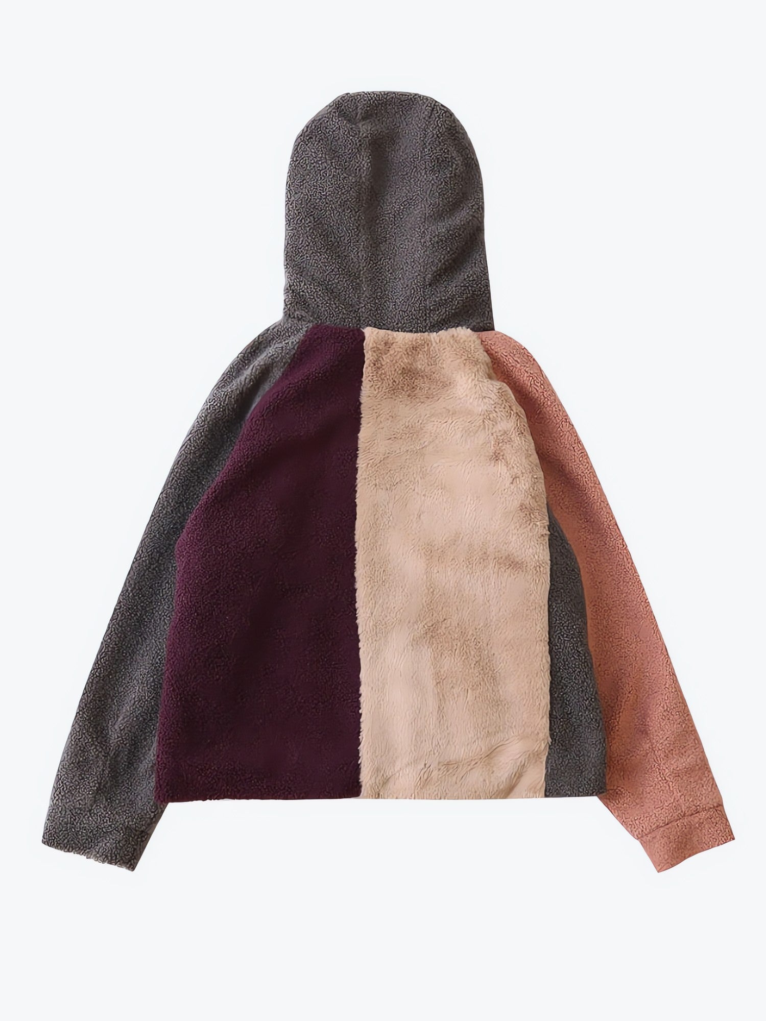 Patchwork Fluffy Hoodie Jacket - KAYSMAR