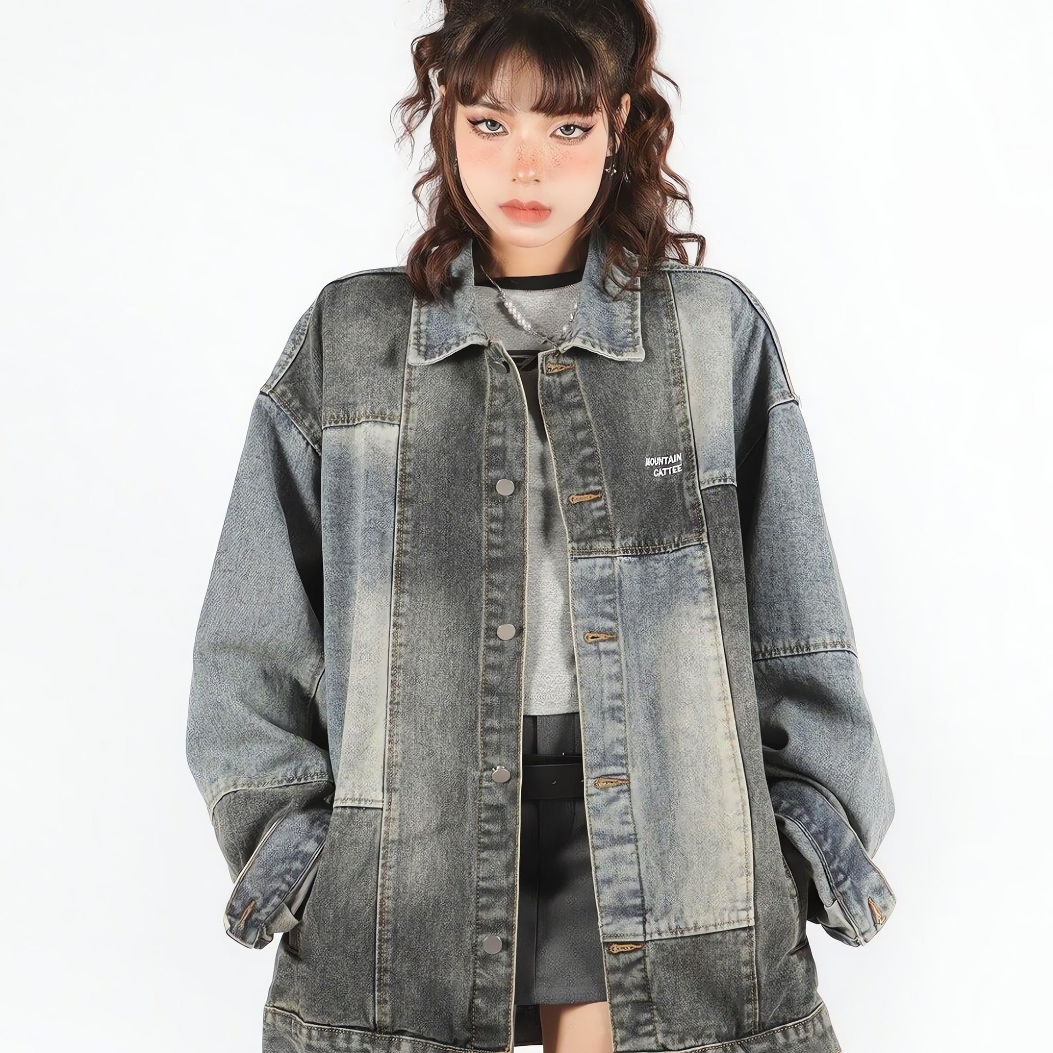 Patchwork Oversized Denim Jacket - KAYSMAR