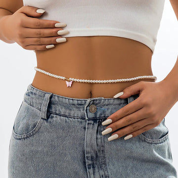 Pearl Belly Chain With Butterfly Pendant - KAYSMAR