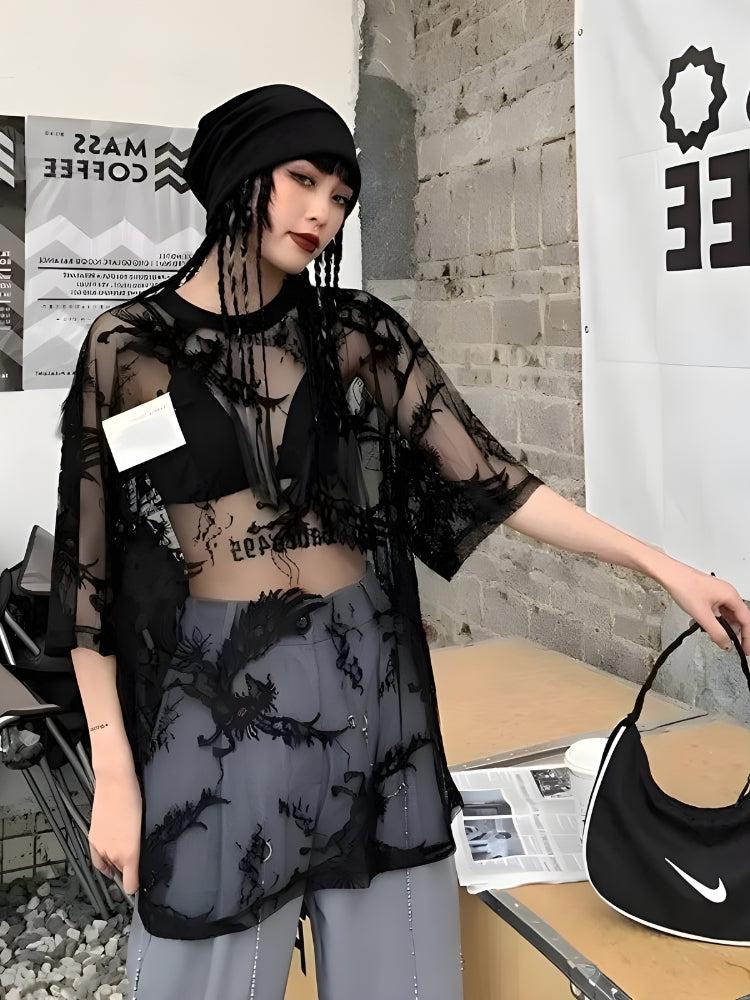 Pegasus Embroidered Sheer Top - KAYSMAR
