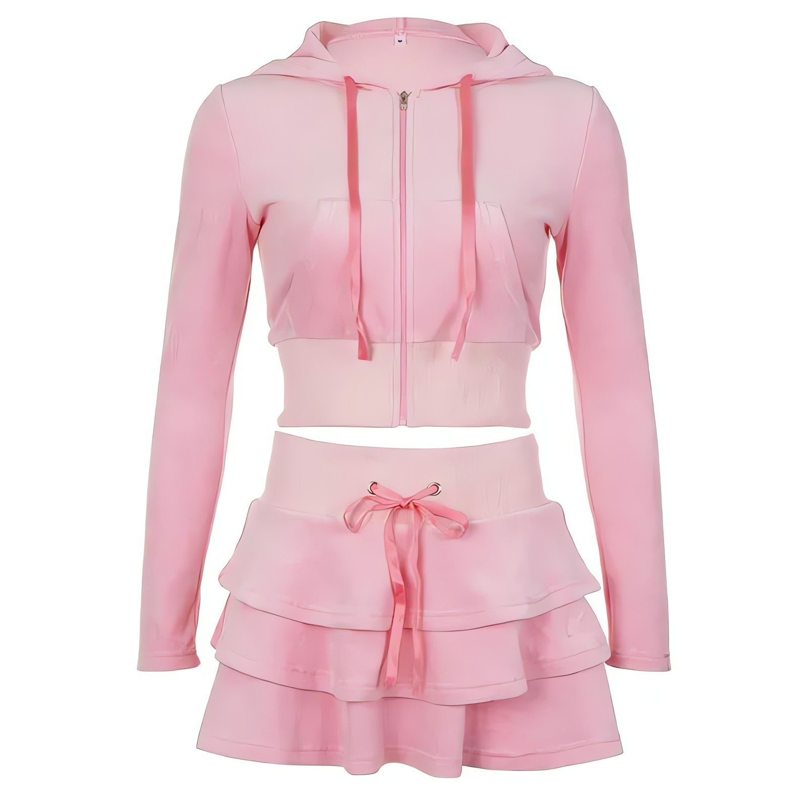 Pink Aesthetic Skirt & Hoodie Two Piece Set - KAYSMAR