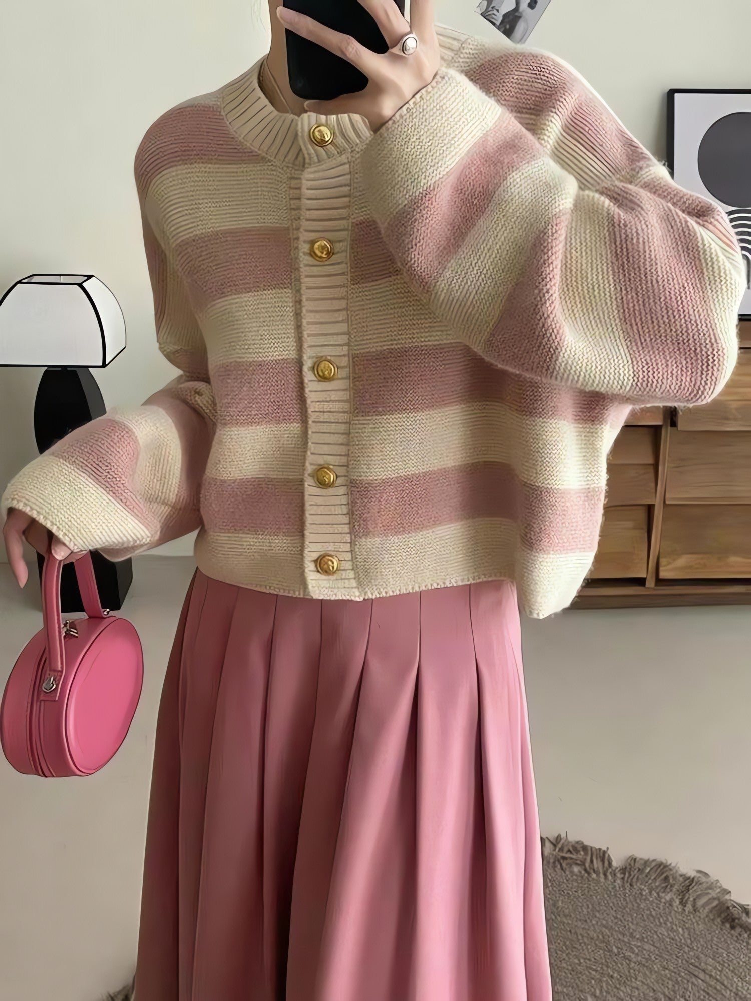 Pink Striped Knit Cardigan - KAYSMAR