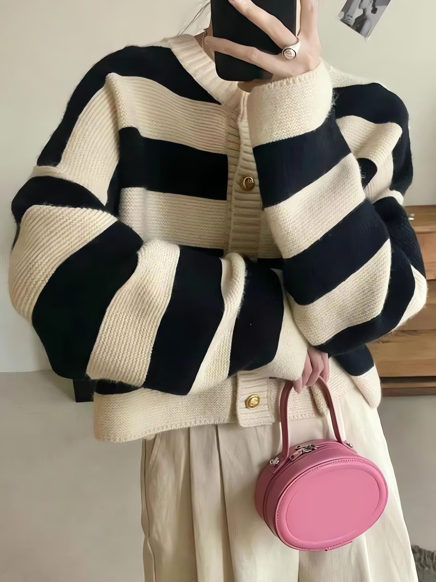 Pink Striped Knit Cardigan - KAYSMAR