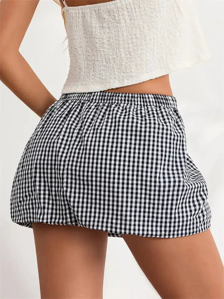 Plaid Bubble Mini Skirt - KAYSMAR