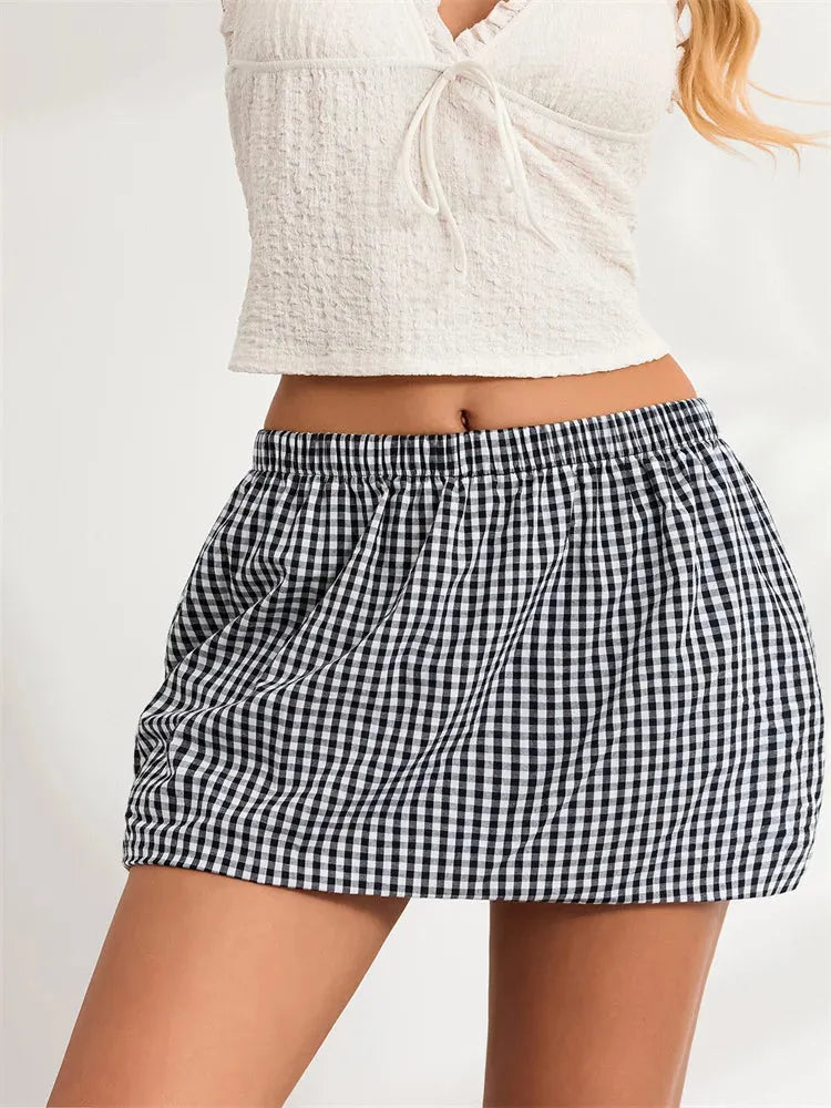 Plaid Bubble Mini Skirt - KAYSMAR