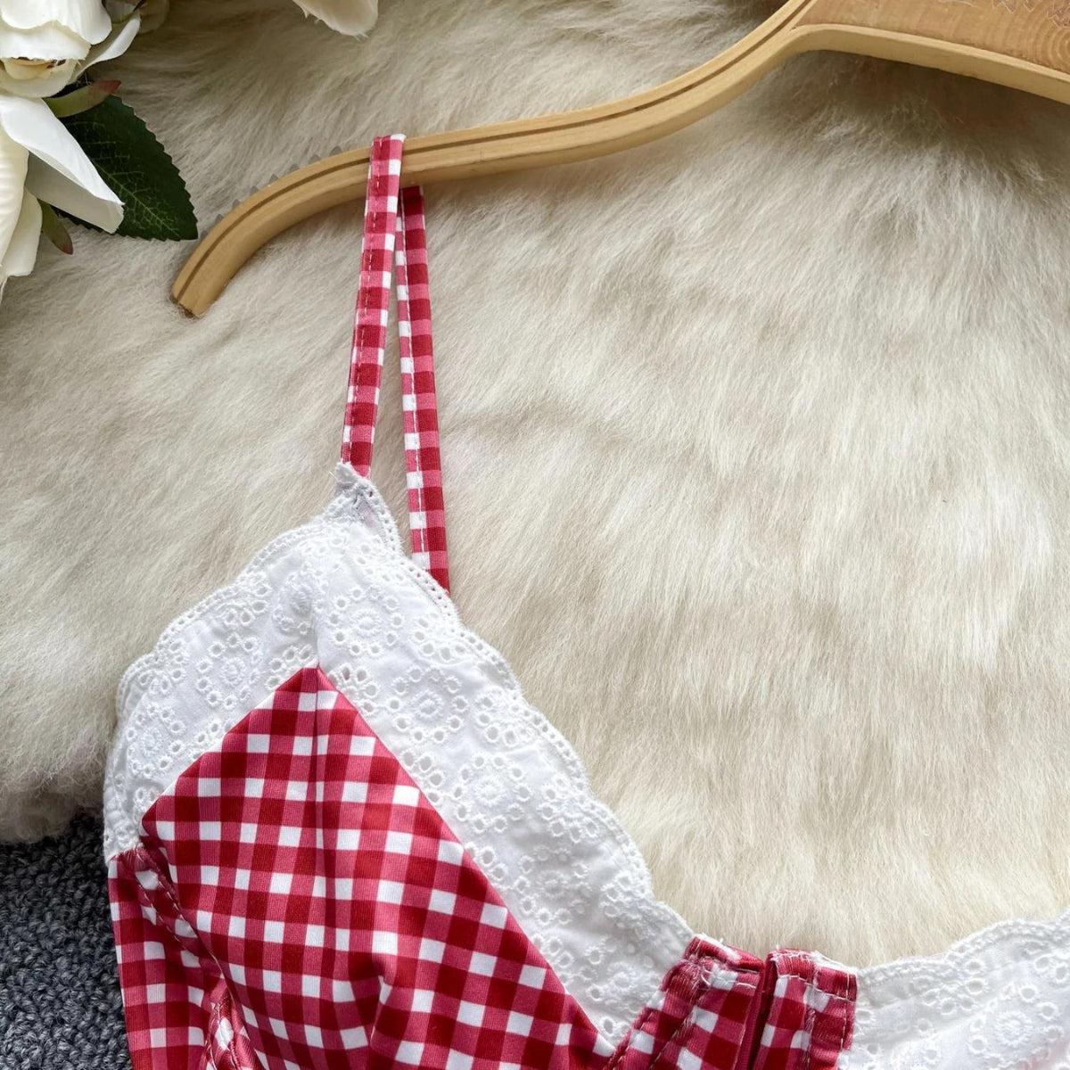 Plaid Bustier Crop Top - KAYSMAR