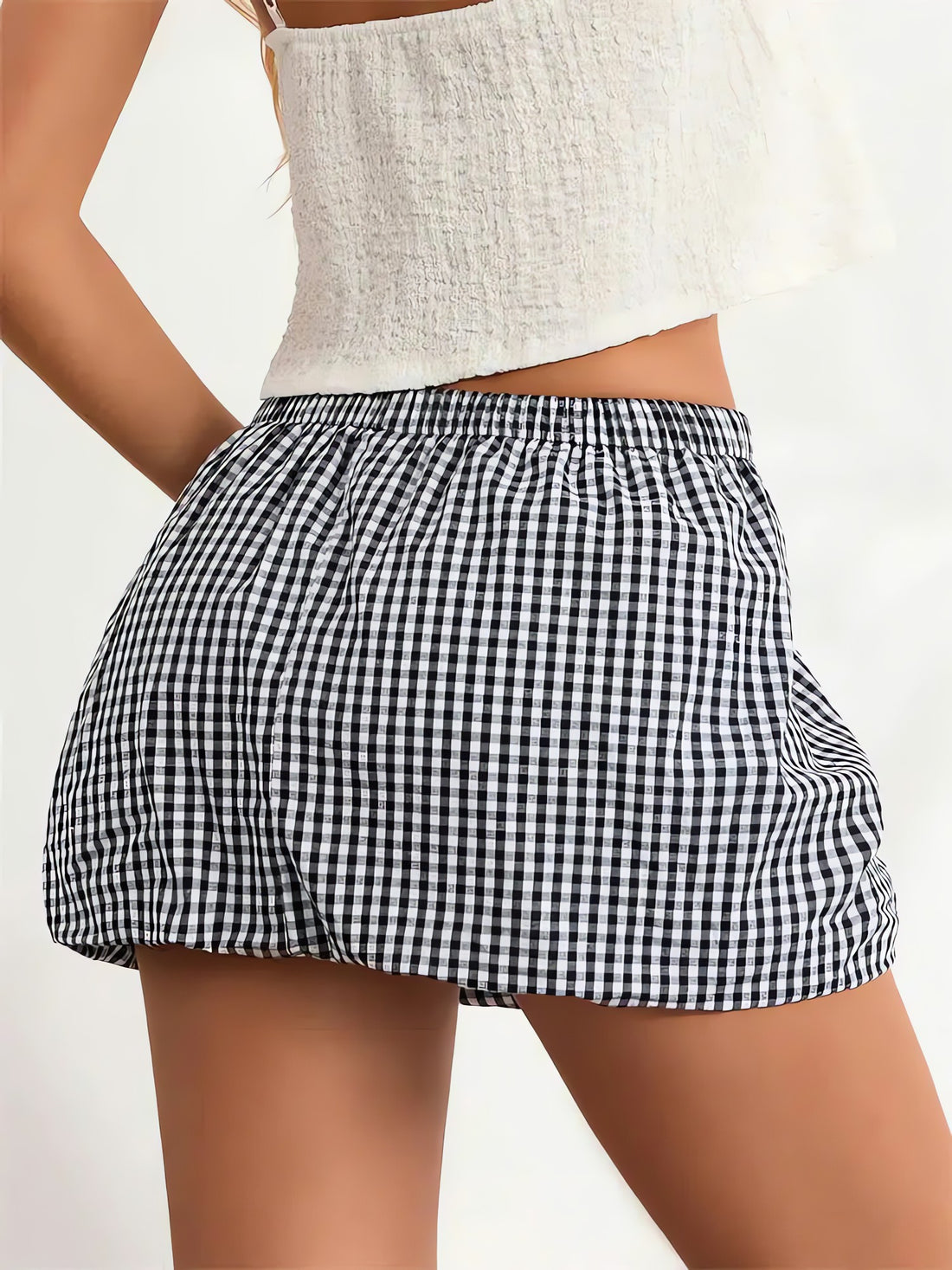 Plaid Bubble Mini Skirt - KAYSMAR
