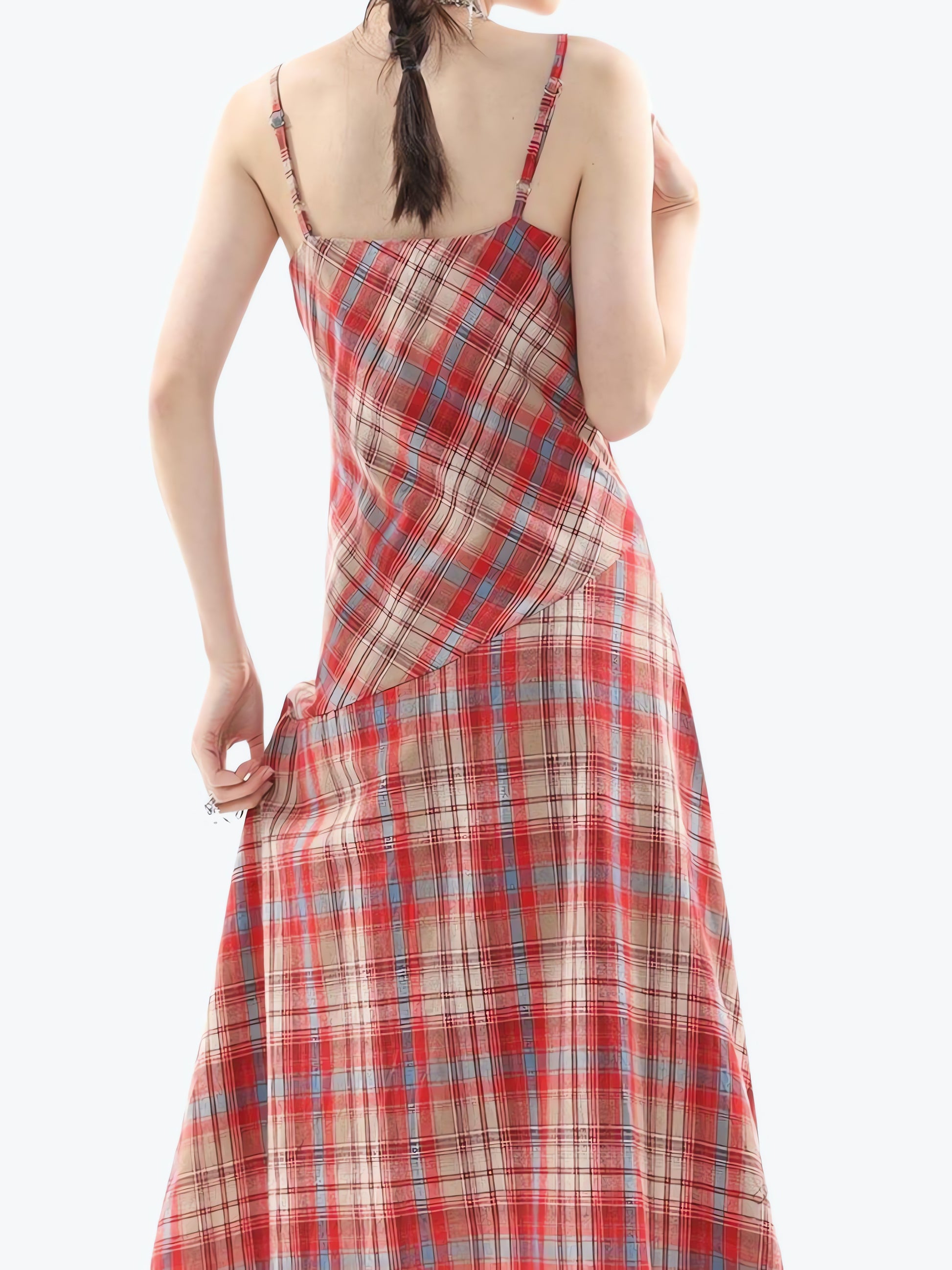 Plaid Lace Midi Dress - KAYSMAR
