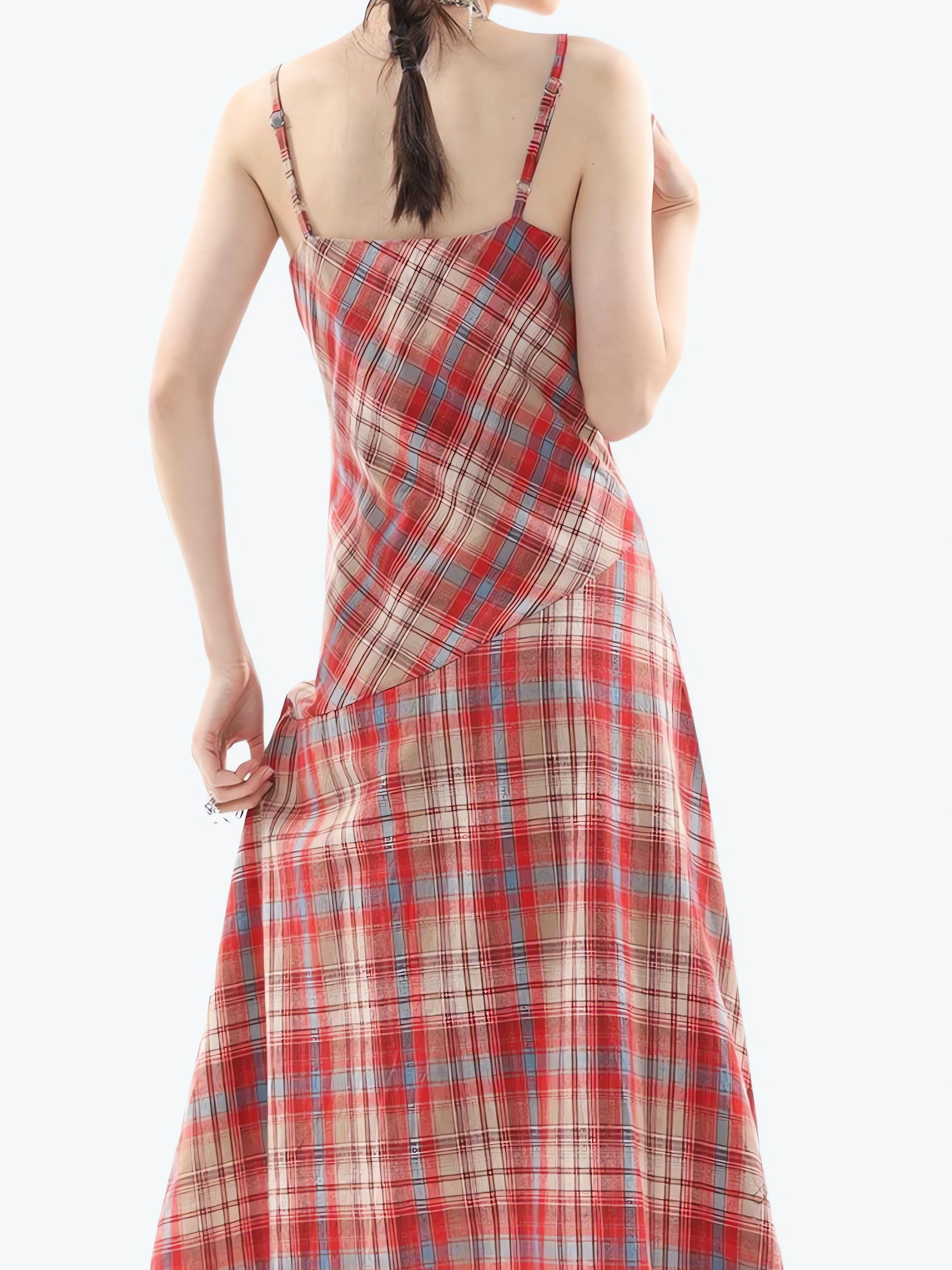 Plaid Lace Midi Dress - KAYSMAR