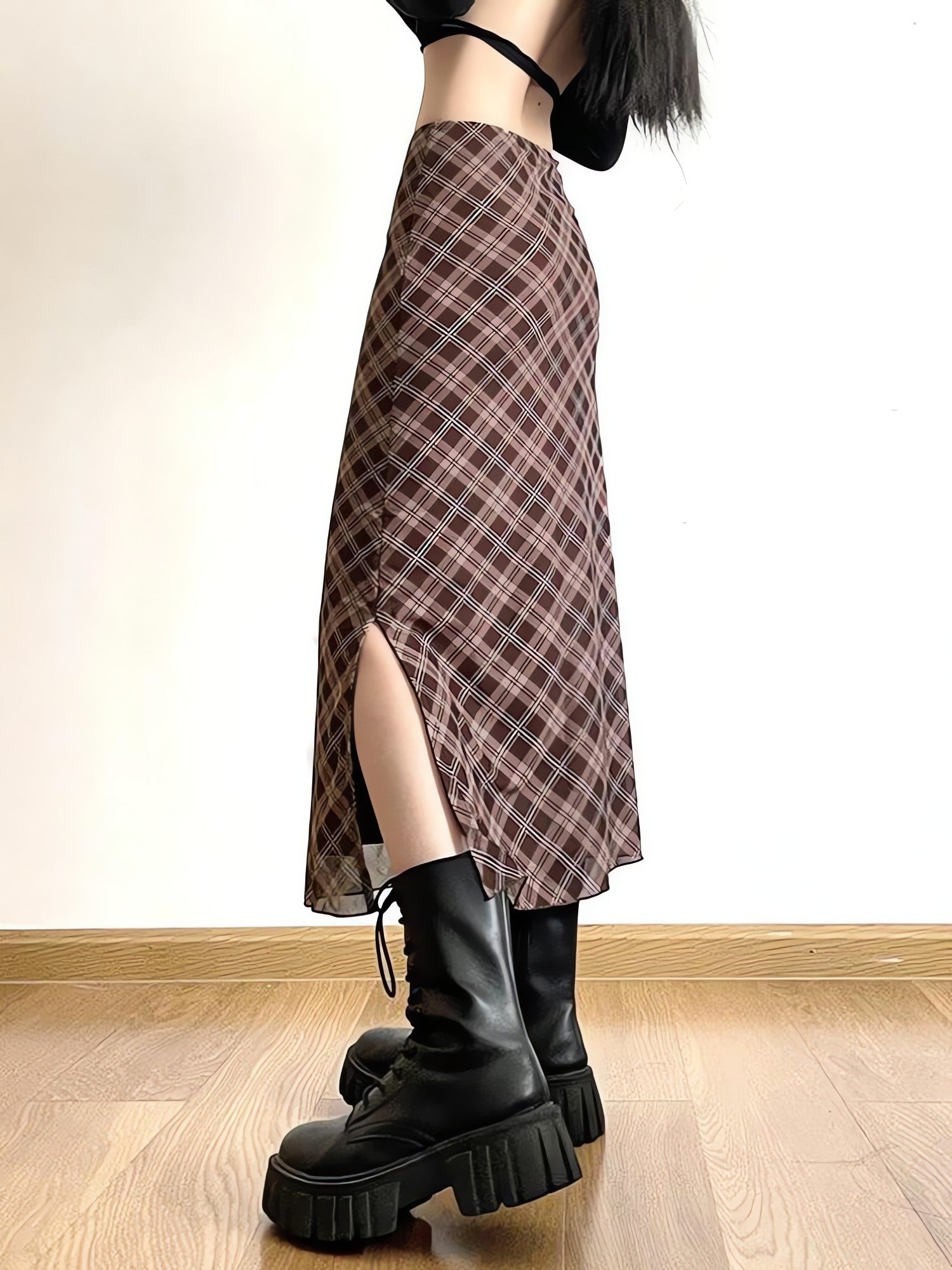 Plaid Midi Skirt