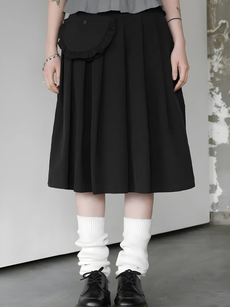 Pleated Pocket Midi Skirt - KAYSMAR