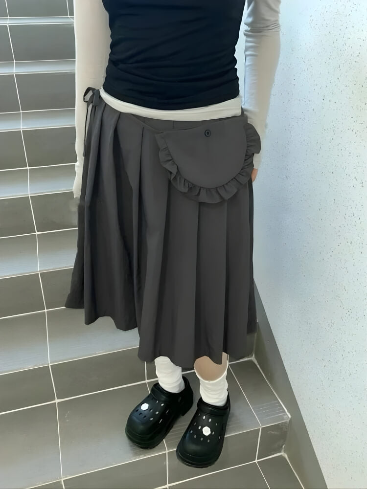 Pleated Pocket Midi Skirt - KAYSMAR
