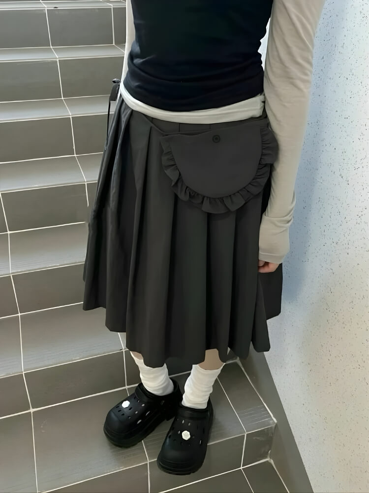 Pleated Pocket Midi Skirt - KAYSMAR