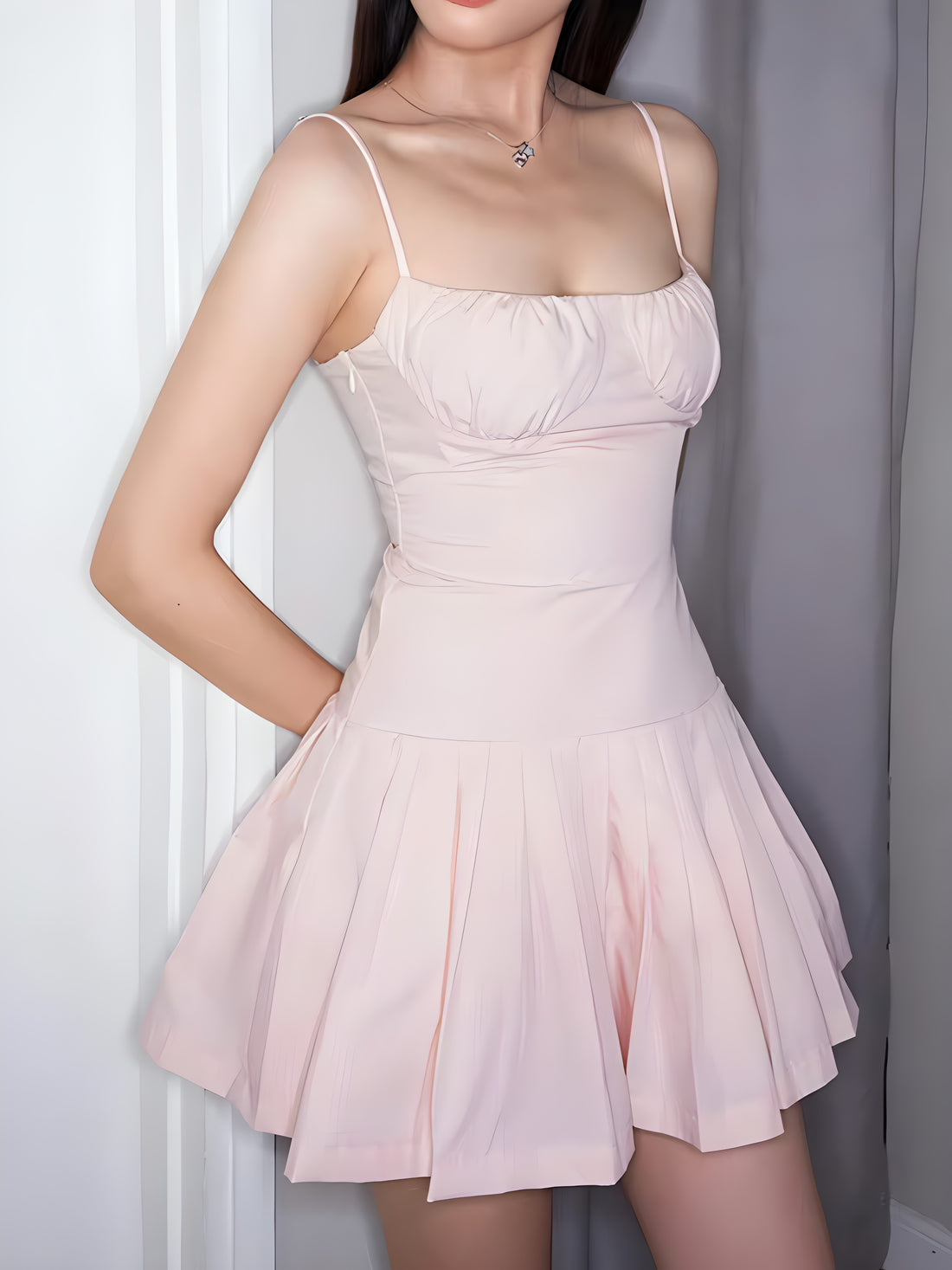 Pleated Pink Mini Dress - KAYSMAR