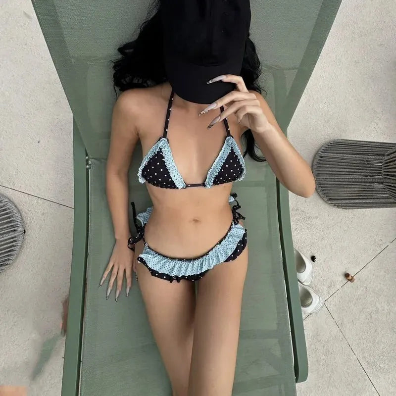 Polka Dot Ruffled Bikini Set - KAYSMAR