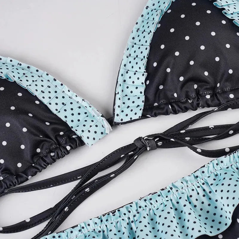 Polka Dot Ruffled Bikini Set - KAYSMAR
