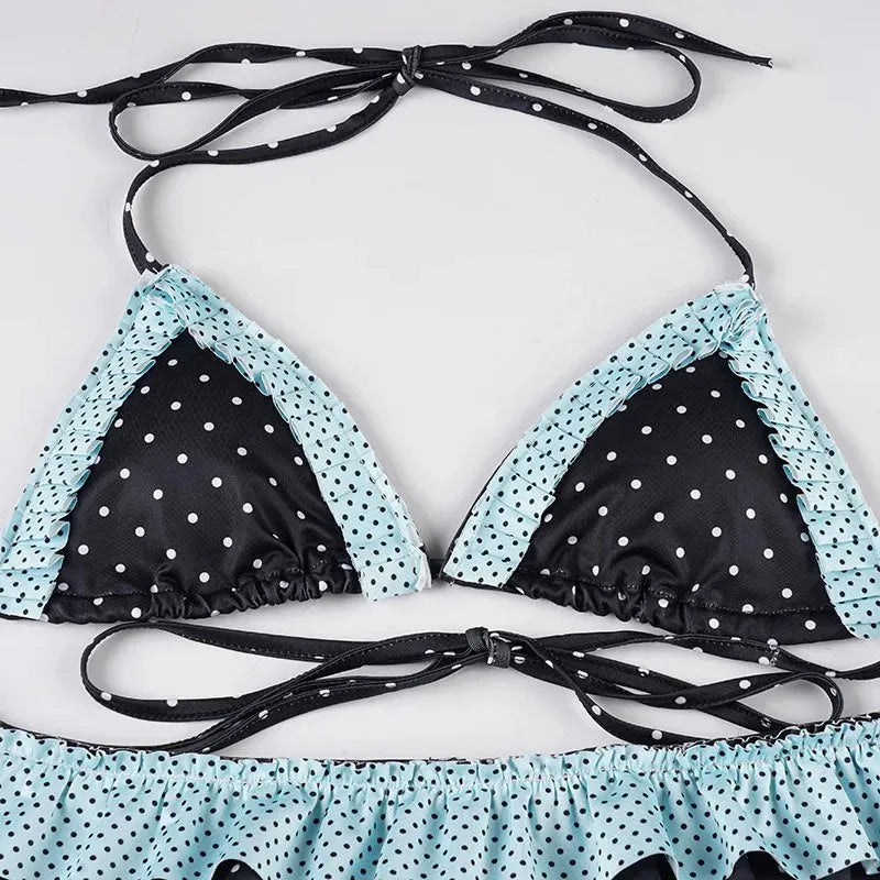 Polka Dot Ruffled Bikini Set - KAYSMAR