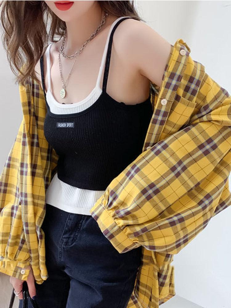 Puff Sleeve Plaid Shirt - KAYSMAR