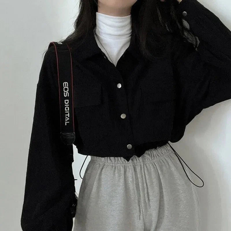 Puff Sleeved Corduroy Crop Shirt - KAYSMAR