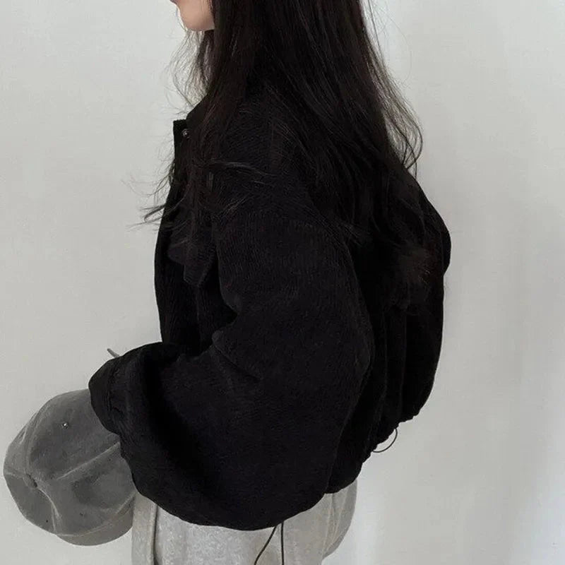 Puff Sleeved Corduroy Crop Shirt - KAYSMAR
