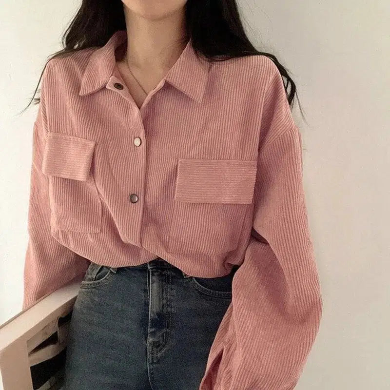 Puff Sleeved Corduroy Crop Shirt - KAYSMAR